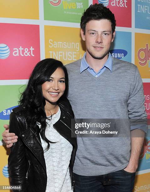 Naya Rivera and Cory Monteith sign autographs at the "Calling all GLEEKS" Glee Live! Samsung Infuse 4G for AT&T event at Stevens Creek AT & T Store...