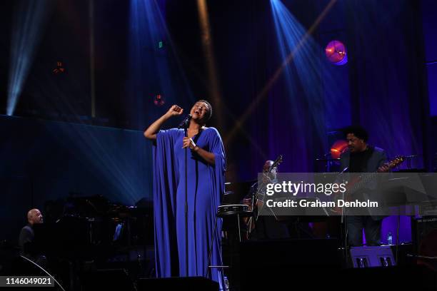 Lizz Wright performs during the International Jazz Day 2019 All-Star Global Concert at Hamer Hall on April 30, 2019 in Melbourne, Australia.