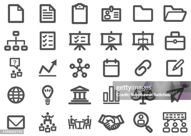 business thick line icons - thick stock illustrations