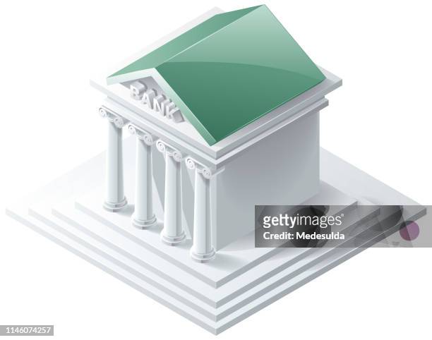 ilustrações de stock, clip art, desenhos animados e ícones de isometric bank - capital architectural feature