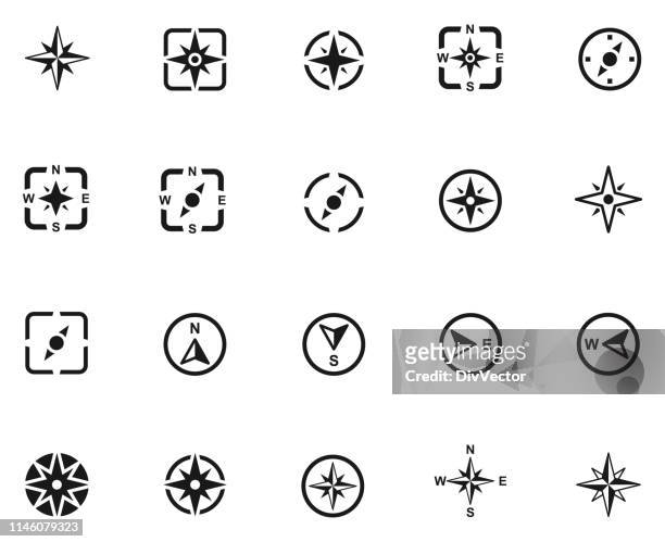 kompass-symbol gesetzt - kompass stock-grafiken, -clipart, -cartoons und -symbole