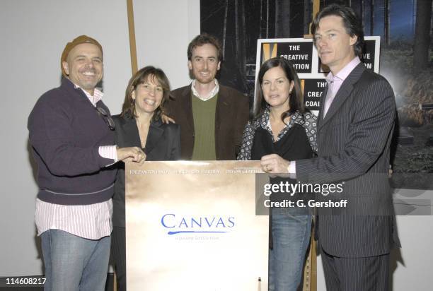 Joe Pantoliano, Robin Bronk, Executive Director, Creative Coalition, Joseph Greco, director, Marcia Gay Harden and Paul Turcotte, Publisher, Premiere...