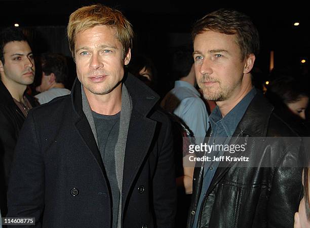 Brad Pitt and Edward Norton during "God Grew Tired of Us" Los Angeles Premiere - After Party at Pacific Design Center in Los Angeles, California,...
