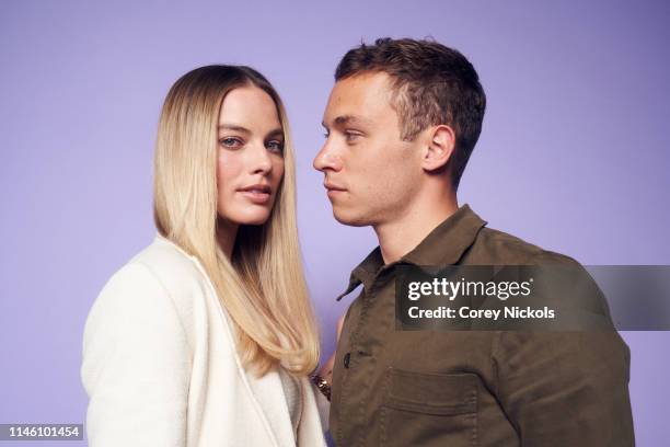 Margot Robbie and Finn Cole from the film 'Dreamland' pose for a portrait during the 2019 Tribeca Film Festival at Spring Studio on April 28, 2019 in...