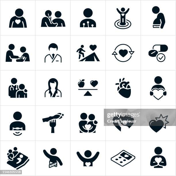 cardiology icons - female doctor stock illustrations