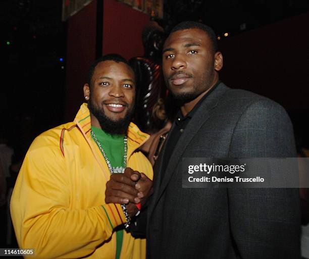 Ahman Green and Brandon Jacobs during Ahman Green Golf Shootout Cocktail Party at Tao at Tao Nightclub at The Venetian Hotel and Casino Resort in Las...