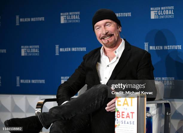 The Edge participates in a panel discussion during the annual Milken Institute Global Conference at The Beverly Hilton Hotel on April 29, 2019 in...