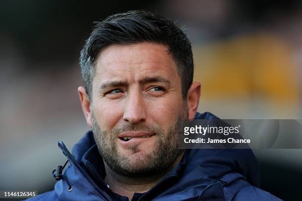 Lee Johnson, Manager of Bristol City reacts prior to the Sky Bet Championship match between Milwall and Bristol City at The Den on April 30, 2019 in...