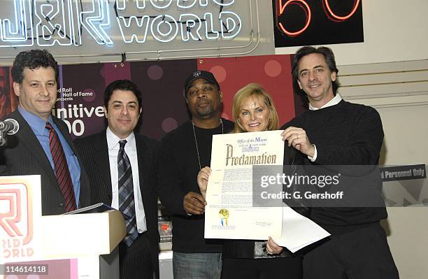 Eric Deutsch, City Hall representative, Jim Donio, President of NARM, Chuck D, Rachelle Friedman, CEO, J&R Music and Joel Peresman, President and...