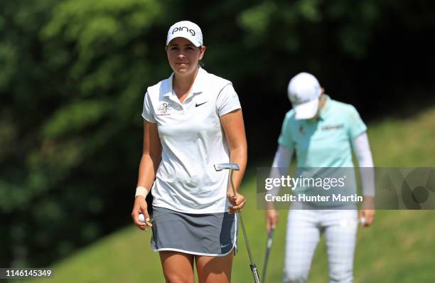 Kristen Gillman walks off the green on the eighth hole during the second round of the Pure Silk Championship presented by Visit Williamsburg on the...