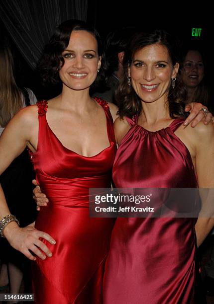Carla Gugino and Perrey Reeves during "Entourage" Third Season Premiere in Los Angeles - After Party in Los Angeles, California, United States.