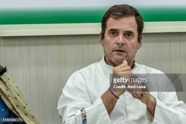 Rahul Gandhi at the Congress party headquarters to attend the Congress working committee meeting to review the partie's election performance in New...