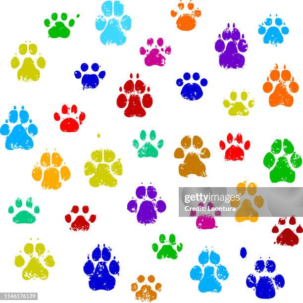 ilustrações de stock, clip art, desenhos animados e ícones de paw prints - pegada de pata de animal