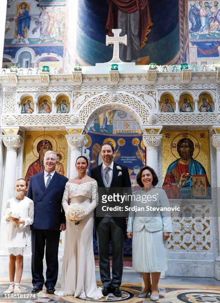 Prince Dushan and Valerie De Muzio pose for a photo with Their Royal Highnesses Crown Prince Alexander and Crown Princess Katherine after their...
