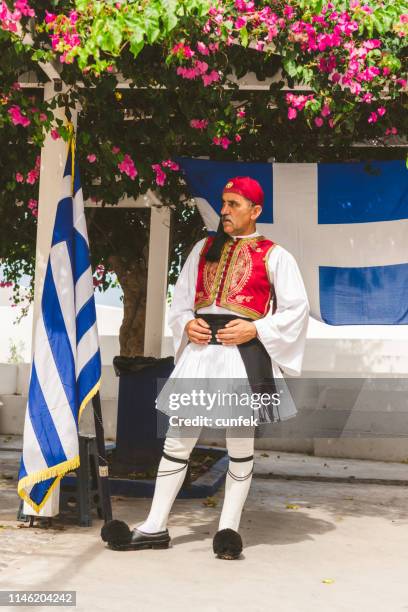 greek man wearing traditional clothing oia, santorini - greek ethnicity stock pictures, royalty-free photos & images