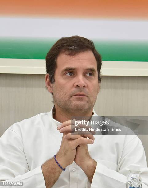 Congress President Rahul Gandhi during a Congress Working Committee meeting, at AICC headquarters, on May 25, 2019 in New Delhi, India. The Congresss...