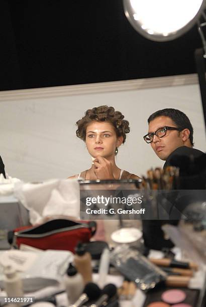 Model backstage at Naeem Khan Spring 2007 during Olympus Fashion Week Spring 2007 - Naeem Khan - Front Row and Backstage at Bryant Park in New York...