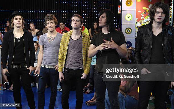 The Academy Is during Fall Out Boy, Paul Wall, +44, The Academy Is and Cobra Starship Visit MTV's "TRL" - June 5, 2007 at MTV Studios in New York...