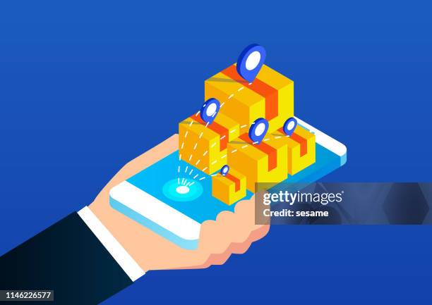 logistics express intelligent distribution service - work placement stock illustrations