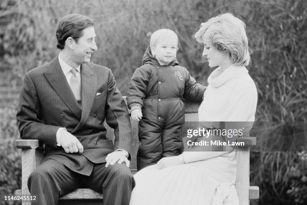 Charles, Prince of Wales, and Diana, Princess of Wales with their son Prince William, Duke of Cambridge, UK, 14th December 1983.