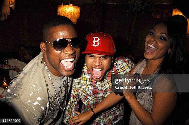 David Banner, Chris Brown and Lauren London at the "This Christmas" premiere after party at the Cinerama Dome on November 12, 2007 in Hollywood,...