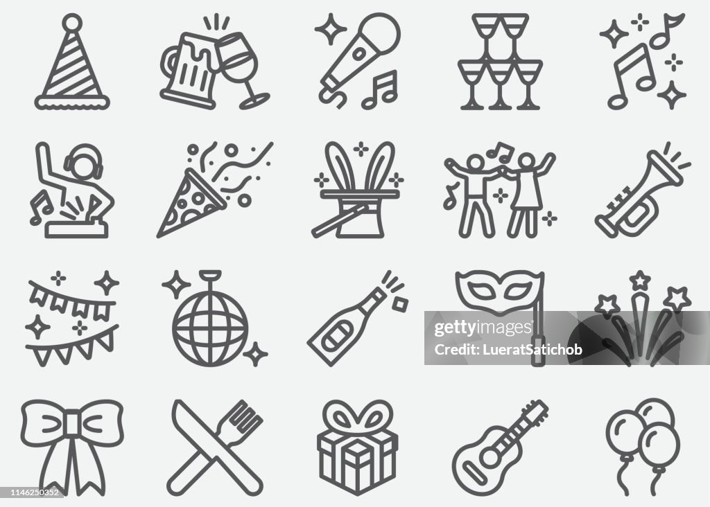 Party and Celebration Line Icons