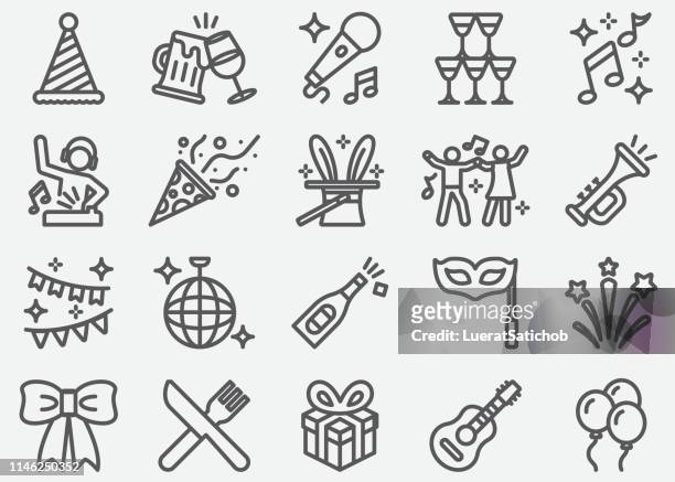 party and celebration line icons - party icon stock illustrations