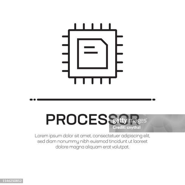 processor vector line icon - simple thin line icon, premium quality design element - computer chip close up stock illustrations