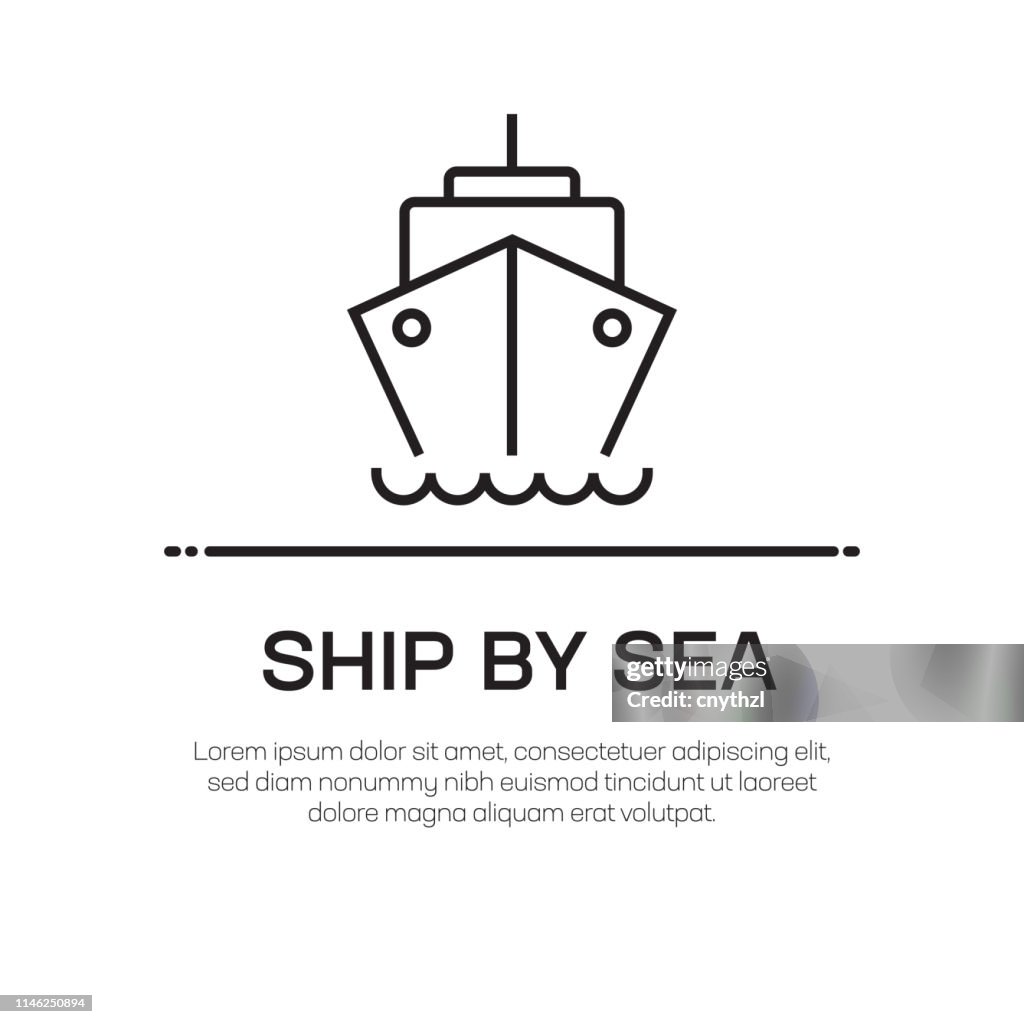 Ship By Sea Vector Line Icon - Simple Thin Line Icon, Premium Quality Design Element