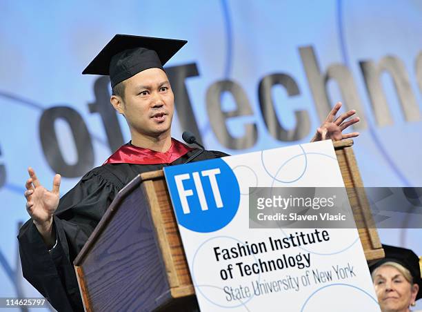 Tony Hsieh, CEO of Zappos.com attends the Fashion Institute of Technology 2011 commencement at Jacob Javits Center on May 24, 2011 in New York City.