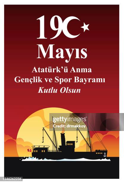 19 may, commemoration of atatürk, youth and sports day - number 19 stock illustrations