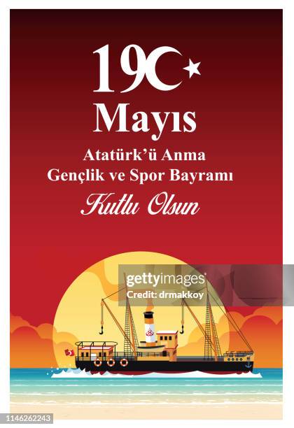 ilustrações de stock, clip art, desenhos animados e ícones de 19 may, commemoration of atatürk, youth and sports day - maio
