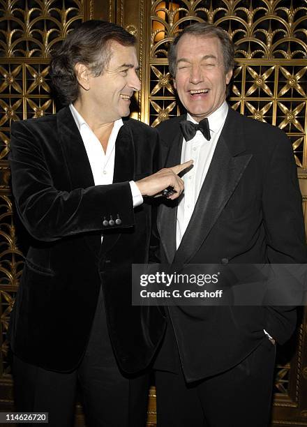 Bernard-Henri Levy and Honoree Charlie Rose during The French Institute Alliance Française Honors Charlie Rose and Bertrand Collomb at Trophee Des...