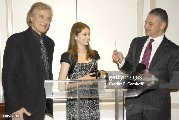 Peter Martins, School of American Ballet Artistic Director and Chairman of Faculty, Kathryn Morgan, Awardee, and Efraim Grinberg, President and CEO,...