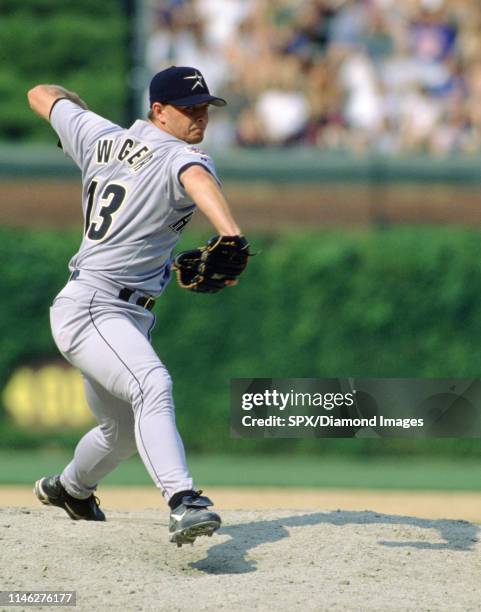 Billy Wagner of the Houston Astros throws a pitch during a game against the Chicago Cubs circa 1997 at Wrigley Field in Chicago, Illinois. Billy...