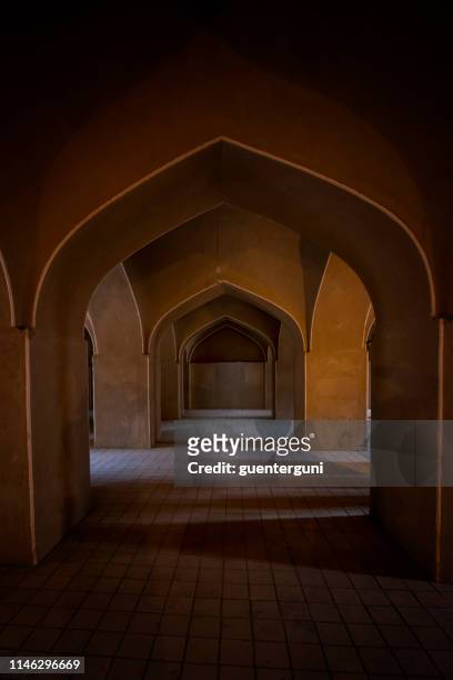 inside the adobe castle of rayen in kerman province, iran - castle indoor stock pictures, royalty-free photos & images