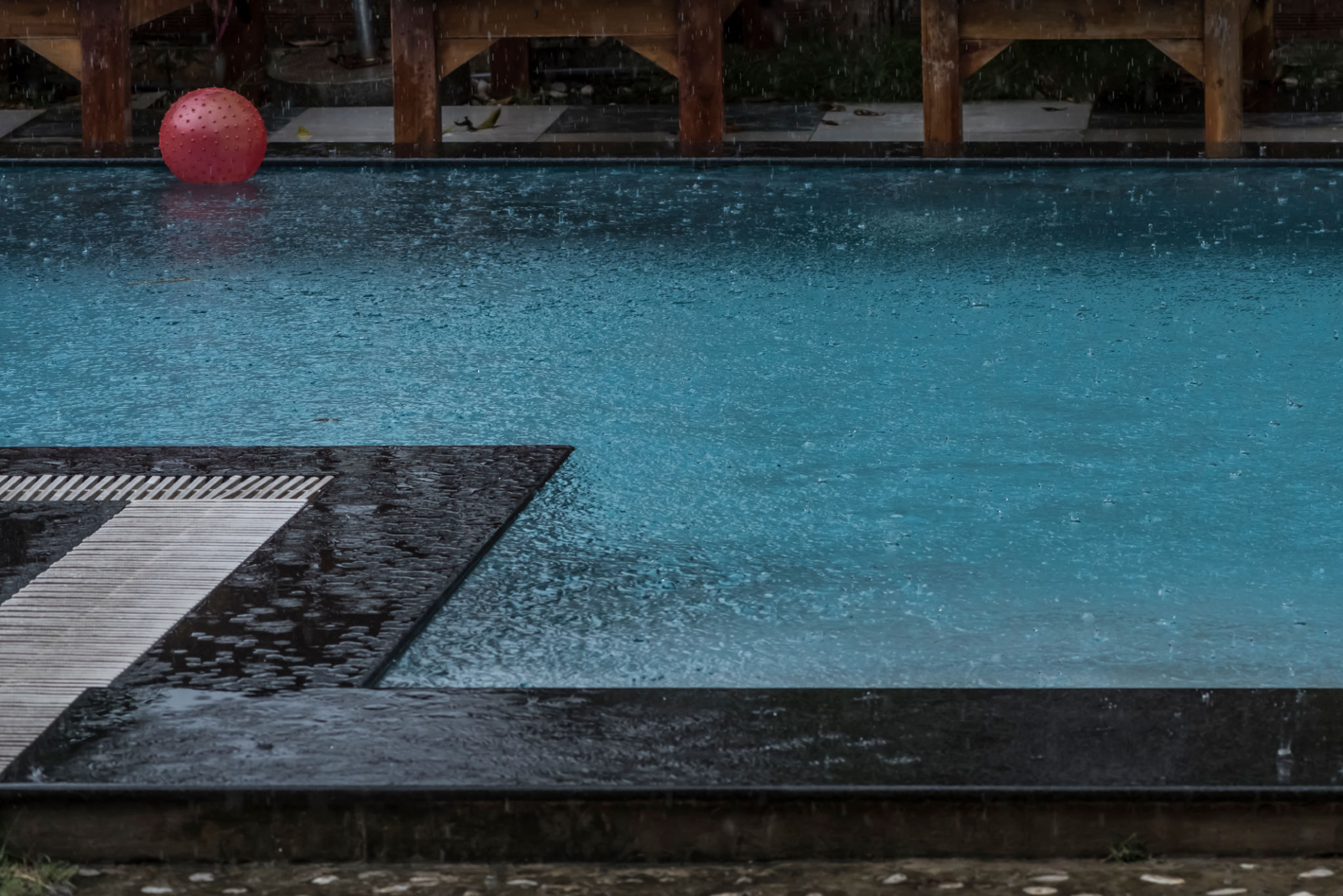rainy weather pool