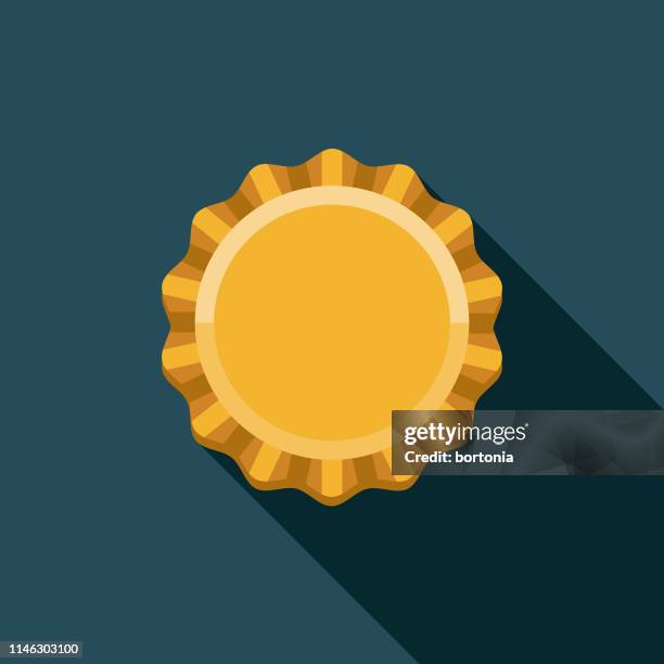 beer bottle cap flat design icon - distillation stock illustrations