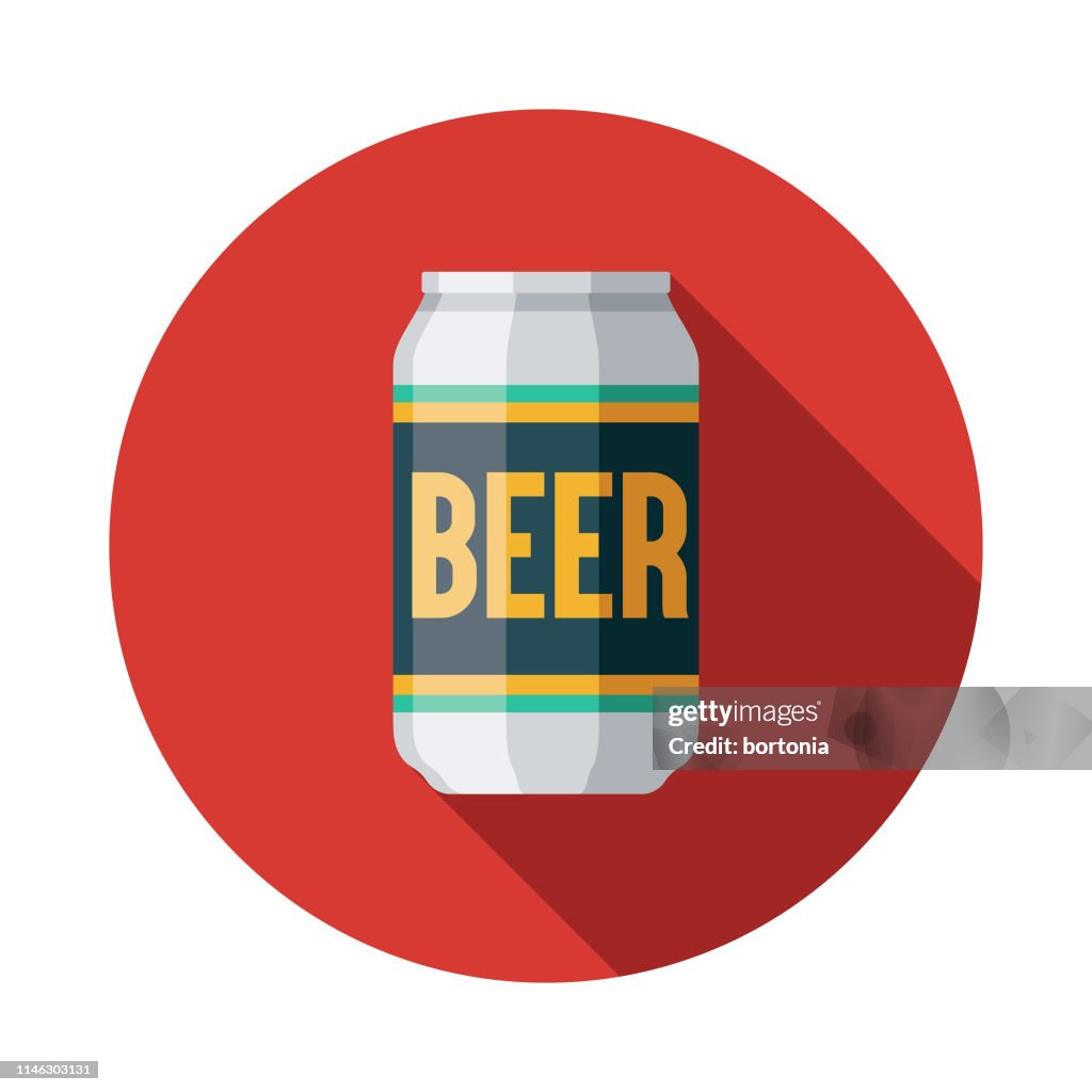 Beer Can Flat Design Icon
