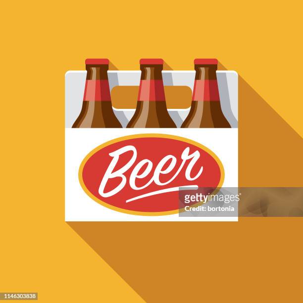 six pack beer flat design icon - six pack stock-grafiken, -clipart, -cartoons und -symbole