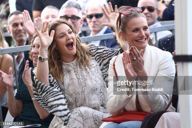 Drew Barrymore and Cameron Diaz attend a ceremony honoring Lucy Liu With Star On The Hollywood Walk Of Fame on May 01, 2019 in Hollywood, California.