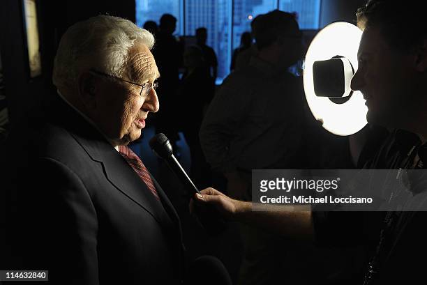 Henry Kissinger is interviewed during the HBO Documentary screening of "Bobby Fischer Against The World" at HBO Theater on May 24, 2011 in New York...