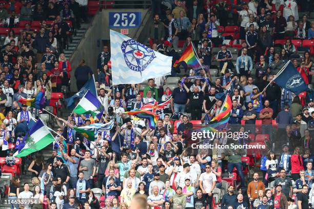 Vancouver Whitecaps Fans celebrate their win during their match against FC Dallas at BC Place on May 25, 2019 in Vancouver, Canada.