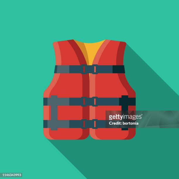 life jacket nautical flat design icon - life jacket stock illustrations