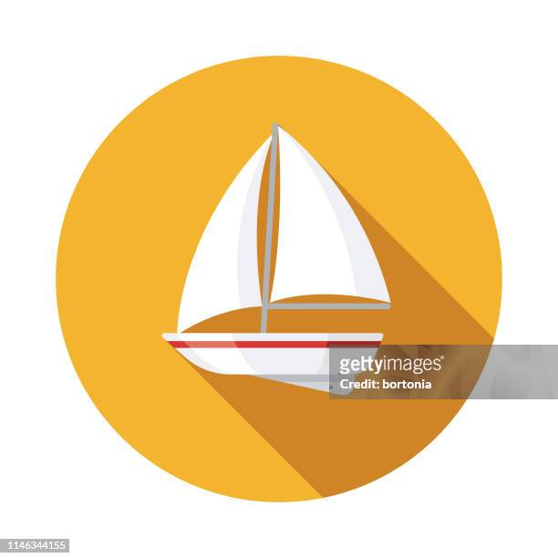 segelboot nautical flat design icon - sail stock-grafiken, -clipart, -cartoons und -symbole