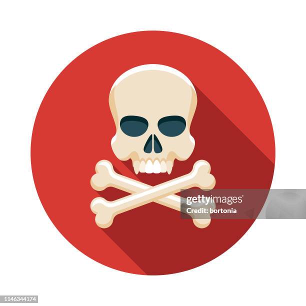 ilustrações de stock, clip art, desenhos animados e ícones de skull & crossbones nautical flat design icon - sinal de poluição