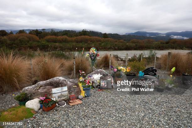 The public memorial at the start of the access road to the Pike River Mine is pictured on May 02, 2019 in Greymouth, New Zealand. 29 men were trapped...