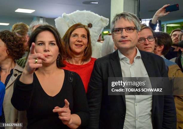 Co-leader of the Green party Annalena Baerbock, parliamentary group co-leader of the Green party Katrin Goering-Eckardt and German Greens party top...