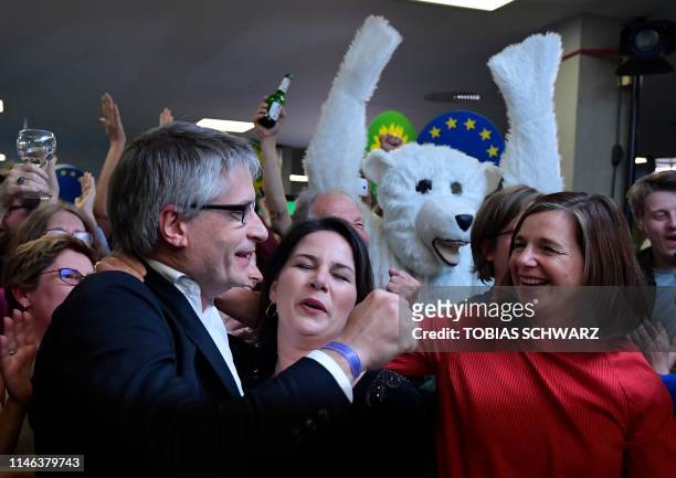 German Greens party top candidate Sven Giegold, co-leader of the Green party Annalena Baerbock and parliamentary group co-leader of the Green party...