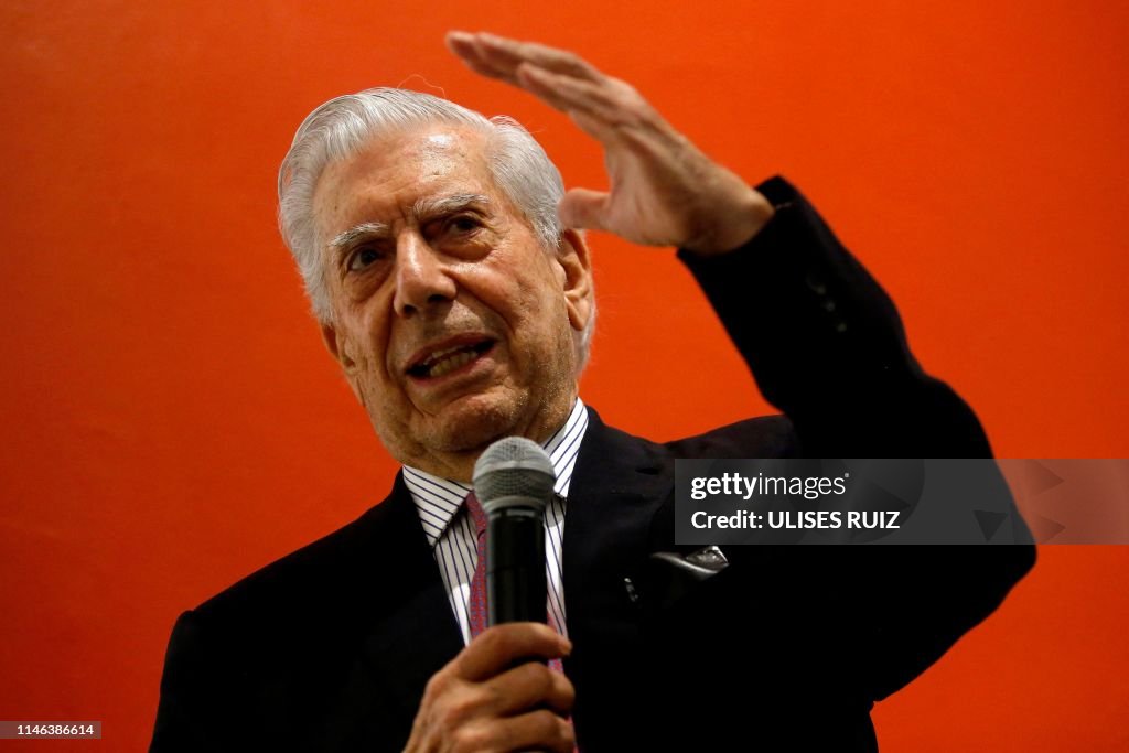 Peruvian Writer Peruvian writer Mario Vargas Llosa speaks during a press conference ...
